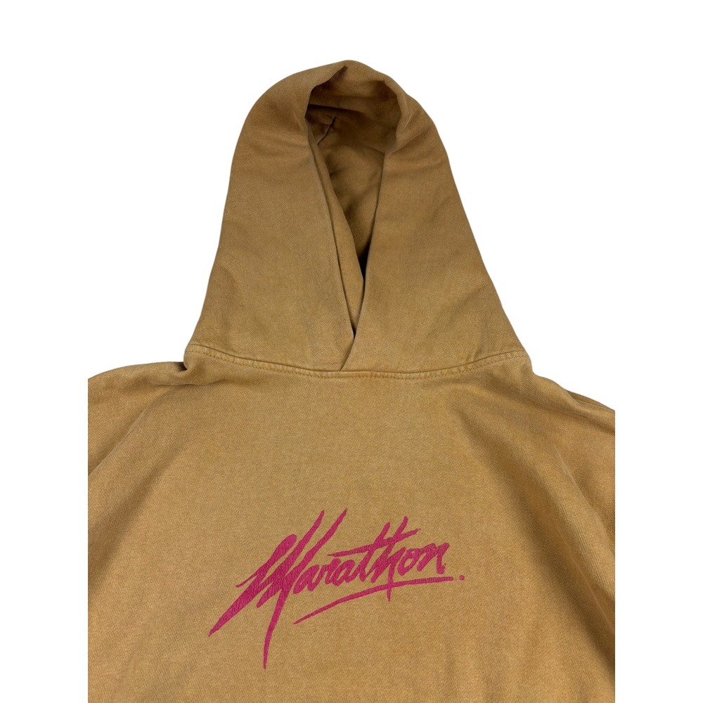 The Marathon Clothing TMC Nipsey Hussle Script Logo Hoodie Tan Magenta Mens L